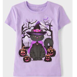 Girls Cute Lil Witch Cat Graphic Tee–Purple (Small 5/6) BRAND-NEW & SUPER CUTE!